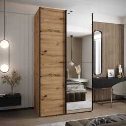Trosa III Sliding Door Wardrobe 140cm - Black 140cm - thumbnail 2