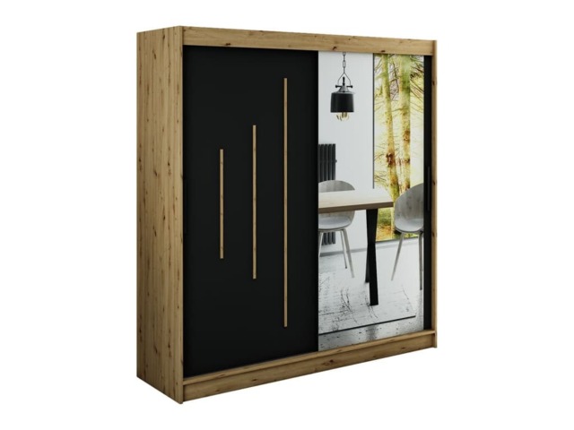 Leto Y2 Sliding Door Wardrobe 200cm - Black 200cm - image 1