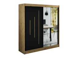 Leto Y2 Sliding Door Wardrobe 200cm - Black 200cm - thumbnail 1
