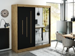 Leto Y2 Sliding Door Wardrobe 200cm - Black 200cm - thumbnail 2