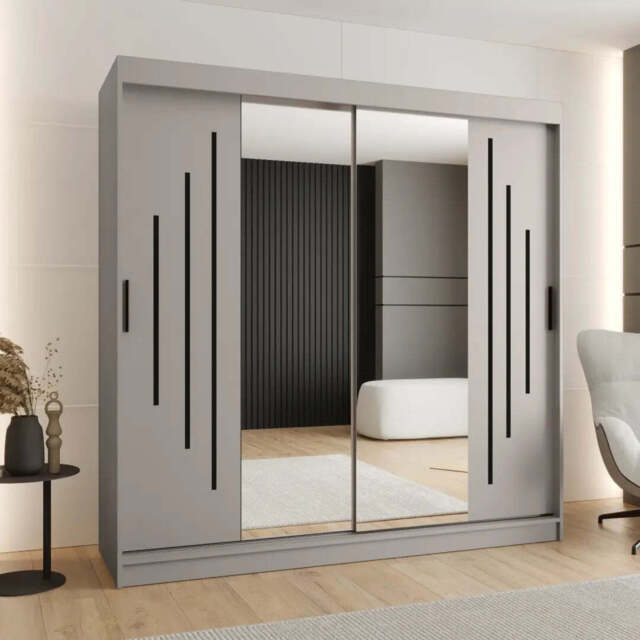 Rubino Y1 Sliding Door Wardrobe 200cm - Cashmere 200cm - image 1