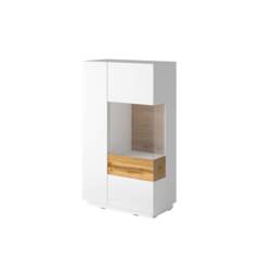 Silke 44 Display Cabinet 80cm [Right] - White Gloss / Wotan Oak 80cm - thumbnail 6