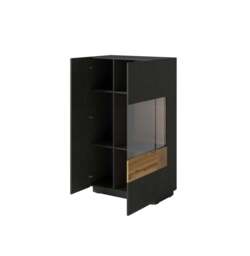 Silke 44 Display Cabinet 80cm [Right] - White Gloss / Wotan Oak 80cm - thumbnail 4