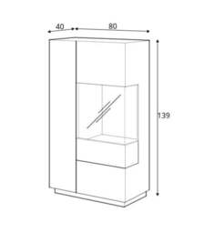 Silke 44 Display Cabinet 80cm [Right] - White Gloss / Wotan Oak 80cm - thumbnail 8