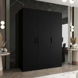 Bari I Hinged Door Wardrobe 150cm - Black 150cm - thumbnail 1