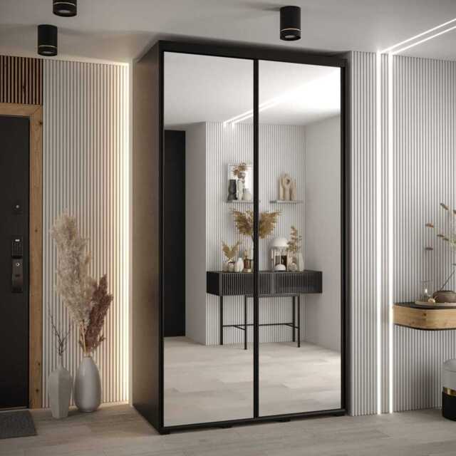 Cannes II Sliding Door Wardrobe 130cm - Black 130cm - image 1