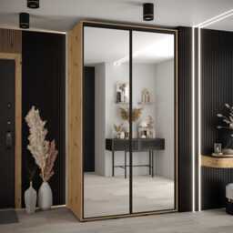 Cannes II Sliding Door Wardrobe 130cm - Black 130cm - thumbnail 4