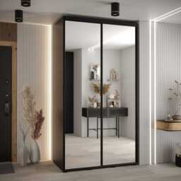 Cannes II Sliding Door Wardrobe 130cm - Black 130cm - thumbnail 1