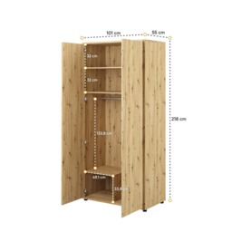 Bed Concept BC-20 Hinged Door Wardrobe 101cm - White Matt 101cm - thumbnail 8