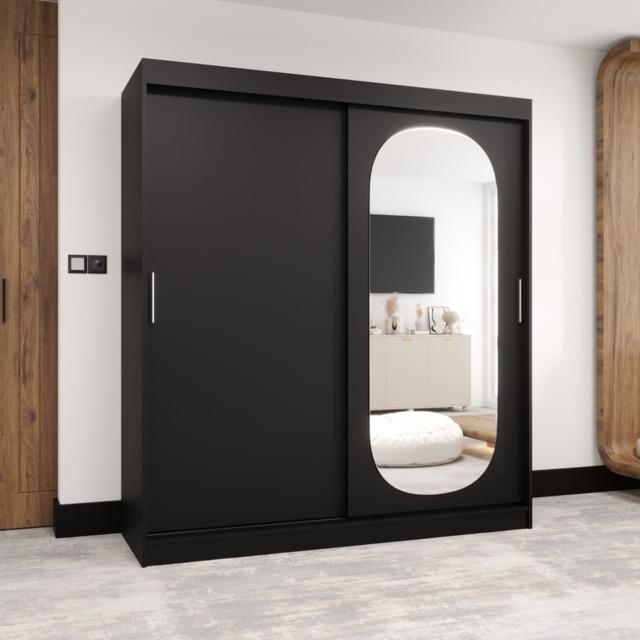 Royal Sliding Door Wardrobe 180cm - Black 180cm - image 1
