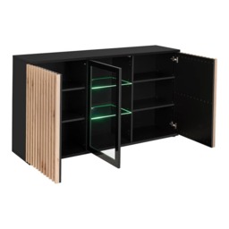 Cameron Display Sideboard Cabinet 160cm - Black 160cm - thumbnail 2