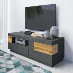 Silke 41 TV Cabinet 160cm - White Gloss / Wotan Oak 160cm - thumbnail 2