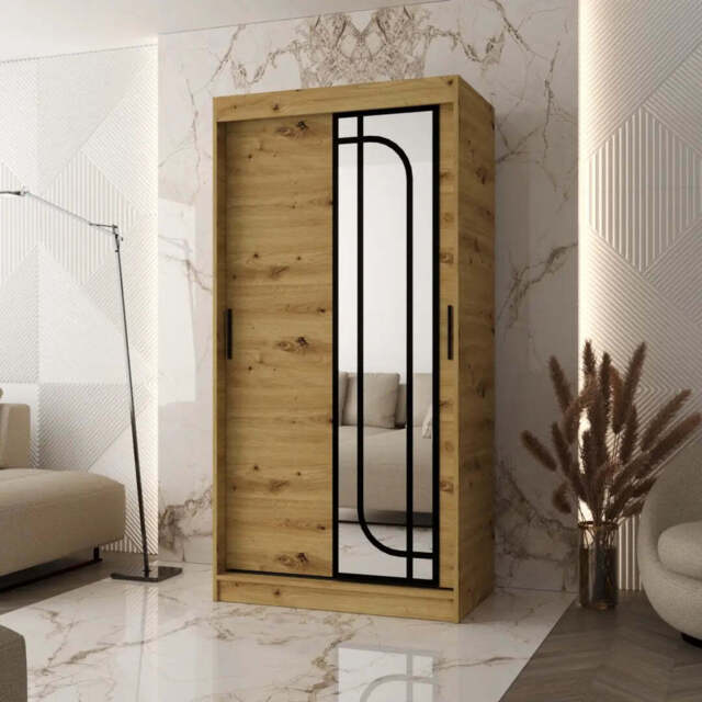 Alabama Sliding Door Wardrobe 100cm - Oak Artisan 100cm - image 1