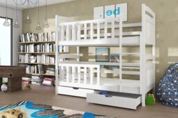 Wooden Bunk Bed Sebus with Storage - White Matt Without Mattresses - thumbnail 4