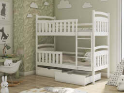 Wooden Bunk Bed Sebus with Storage - White Matt Without Mattresses - thumbnail 3