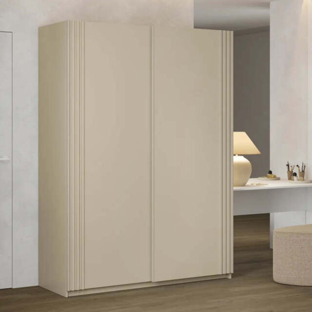 Niva Sliding Door Wardrobe 150cm - Beige 150cm - image 1