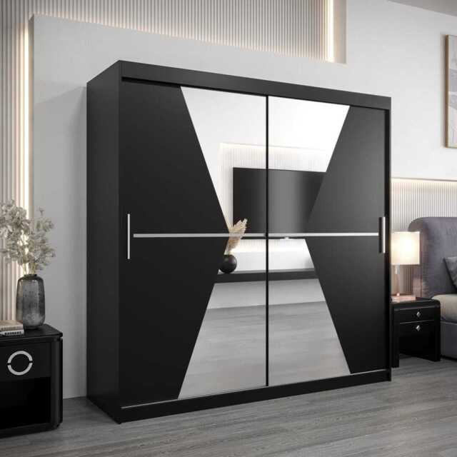 Morocco Sliding Door Wardrobe 200cm - Black 200cm - image 1
