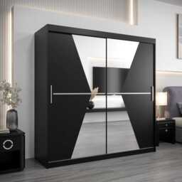 Morocco Sliding Door Wardrobe 200cm - Black 200cm