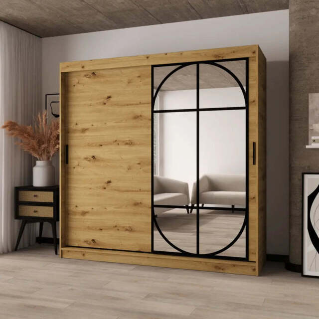 Lugo Sliding Door Wardrobe 200cm - Oak Artisan 200cm - image 1