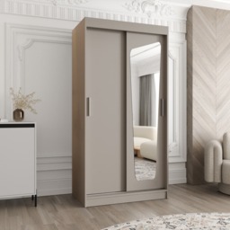 Moka Sliding Door Wardrobe 100cm - Cashmere 100cm