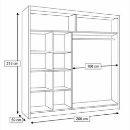Avantgarde AV1 Sliding Door Wardrobe 200cm - Oak Artisan 200cm - thumbnail 3
