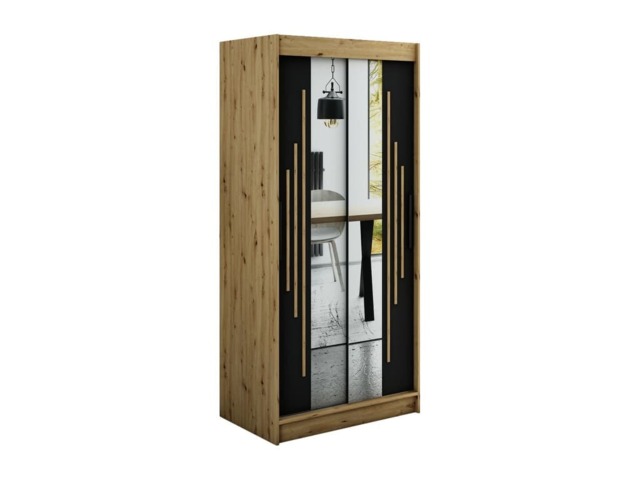 Leto Y1 Sliding Door Wardrobe 100cm - Black 100cm - image 1