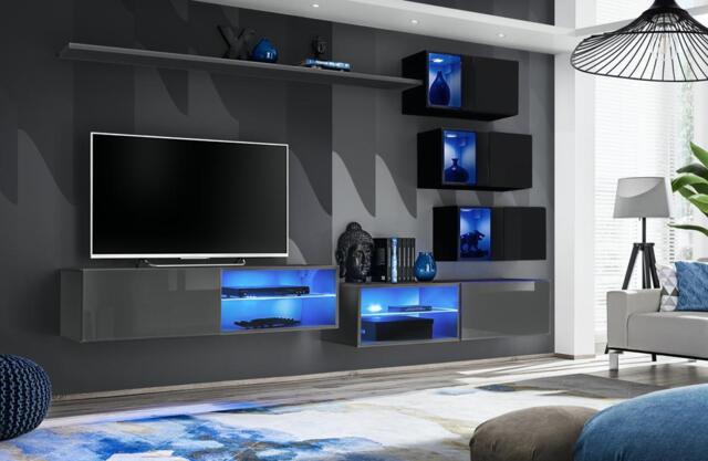 "Switch XXIV Wall Entertainment Unit For TVs Up To 49"" - Graphite 250cm Black" - image 1