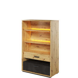 Qubic 06 Bookcase 90cm with LED - Oak Artisan 90cm