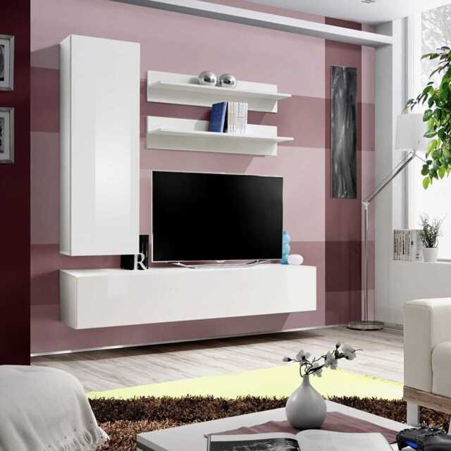 "Fly H1 Entertainment Unit For TVs Up To 49"" - White 160cm" - image 1