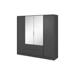 Kelly Hinged Door Wardrobe 206cm [Mirror] - Graphite 206cm - thumbnail 8