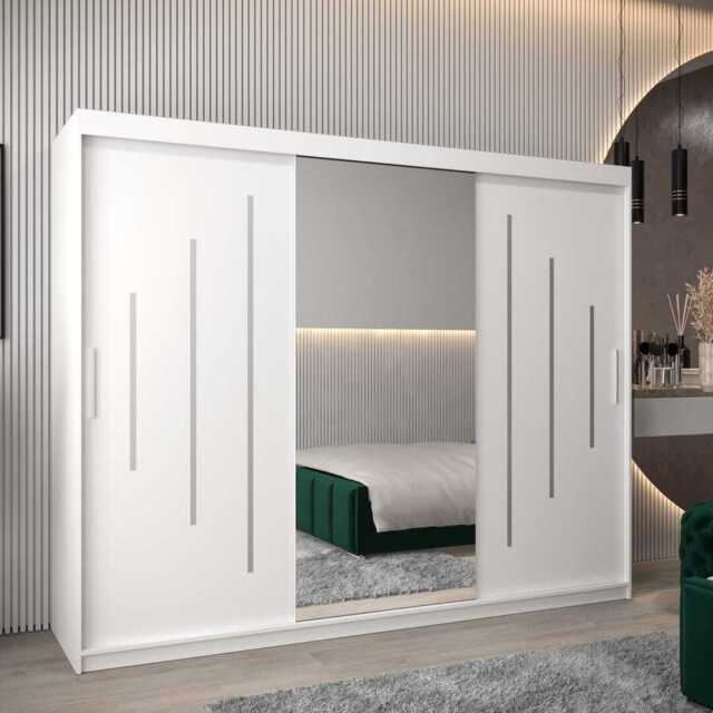 York I Sliding Door Wardrobe 250cm - White 250cm - image 1