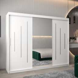 York I Sliding Door Wardrobe 250cm - White 250cm - thumbnail 1