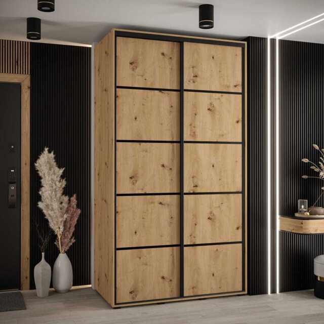 Cannes IV Sliding Door Wardrobe 130cm - Oak Artisan 130cm - image 1