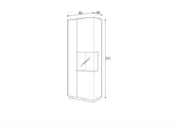 Silke 13 Tall Display Cabinet 80cm - White Gloss / Wotan Oak 80cm - thumbnail 7