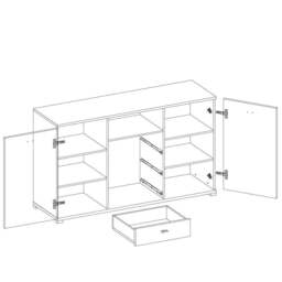 Nelly Sideboard Cabinet 135cm - Oak Silver 135cm - thumbnail 3