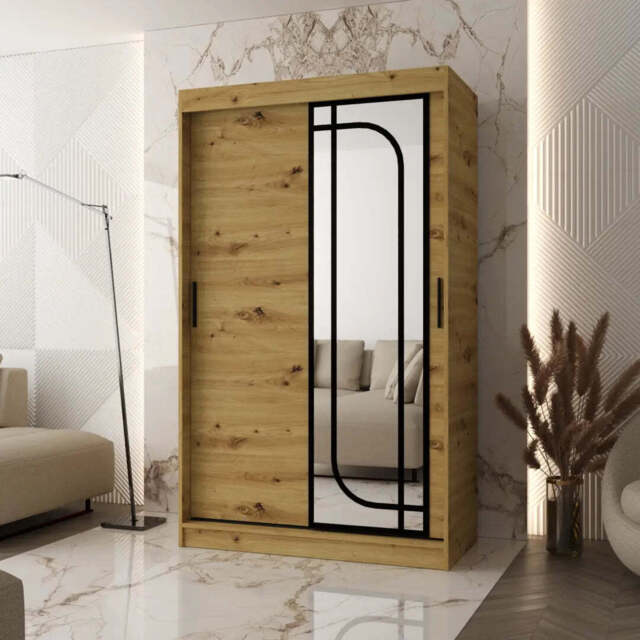 Alabama Sliding Door Wardrobe 120cm - Oak Walnut 120cm - image 1