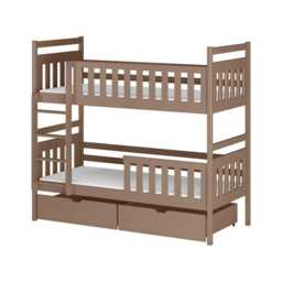 Wooden Bunk Bed Monika with Storage - Milk Chocolate Foam Mattresses