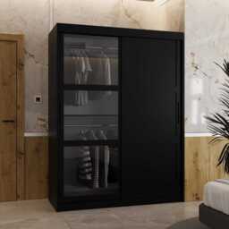 Parma III Sliding Door Wardrobe 150cm - Black 150cm