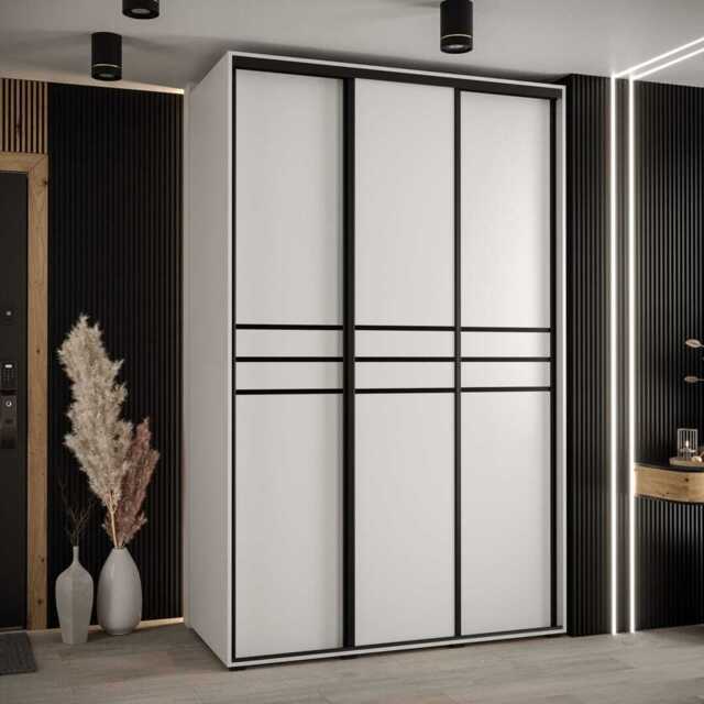 Cannes X Sliding Door Wardrobe 160cm - White 160cm - image 1