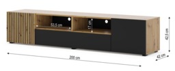 Auris TV Cabinet 200cm - Oak Artisan 200cm - thumbnail 3