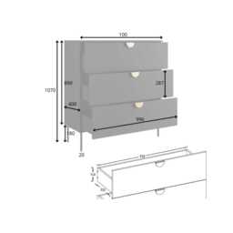 Mond Chest Of Drawers 100cm - Black 100cm - thumbnail 5