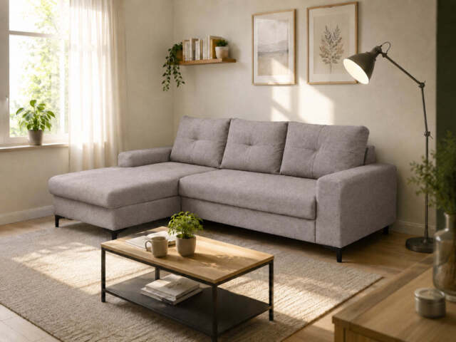 Corner Sofa Bed Avra - Grey 252cm Left - image 1