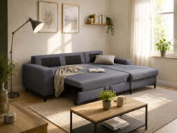 Corner Sofa Bed Avra - Grey 252cm Left - thumbnail 3