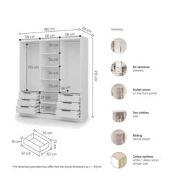 Vira Sliding Door Wardrobe 180cm - Oak Artisan 180cm - thumbnail 6