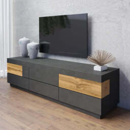 Silke 40 TV Cabinet 206cm - White Gloss / Wotan Oak 206cm - thumbnail 2