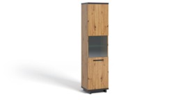 Ines 11 Tall Display Cabinet 51cm - 51cm Oak Artisan - thumbnail 1