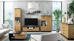 Ines 11 Tall Display Cabinet 51cm - 51cm Oak Artisan - thumbnail 4