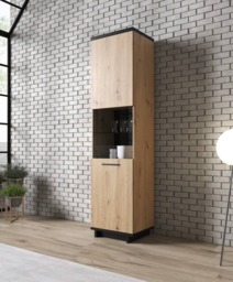 Ines 11 Tall Display Cabinet 51cm - 51cm Oak Artisan - thumbnail 3