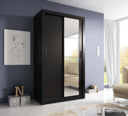 Arti 6 - 2 Sliding Door Wardrobe 120cm - Black Matt 120cm - thumbnail 1