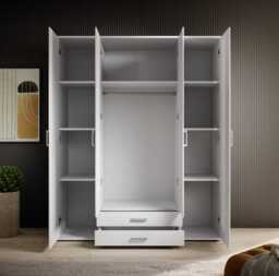 Karl Hinged Door Wardrobe 160cm - White 160cm - thumbnail 6